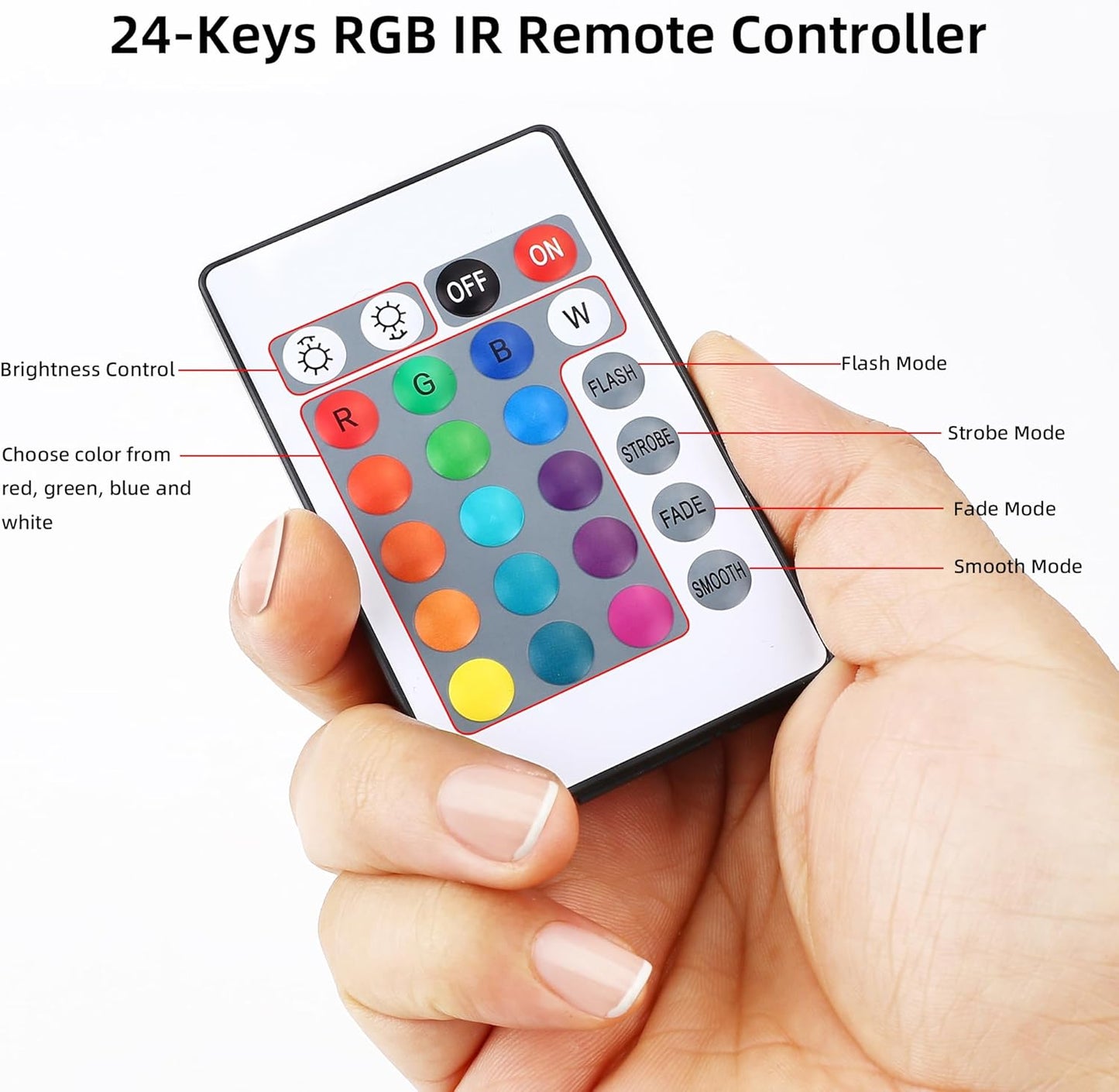 USB Led Light Controller, 5V with 24 Key Infrared Remote for 5v 4 pin 5050 2835 RGB LED Strips - Envistia Mall
