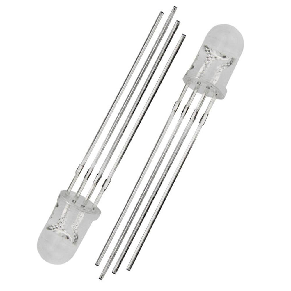 10pcs 5MM 4pin Common Anode Clear RGB Tri-Color Red Green Blue LED Diodes - Envistia Mall