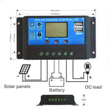 12V 24V 10/20/30/40A Solar Panel Battery Regulator Charge Controller with USB Outputs - Envistia Mall