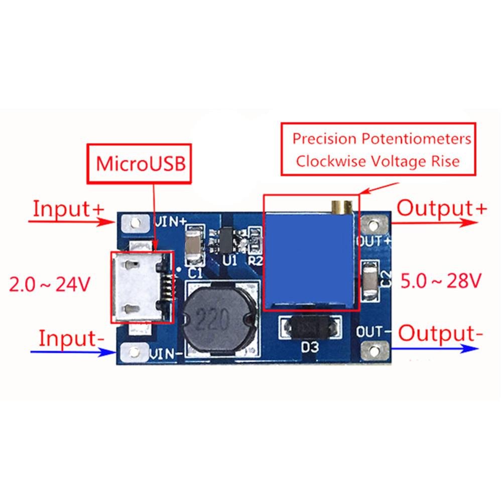 2V-28V MT3608 DC-DC Micro-USB Step Up Boost Power Supply Voltage Regulator Module - Envistia Mall