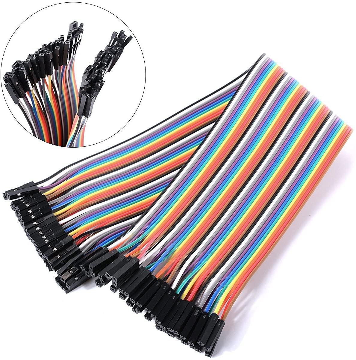 40Pin 20cm DuPont 1P-1P Wire Jumper Cables Socket to Socket Female-Female  (F-F)