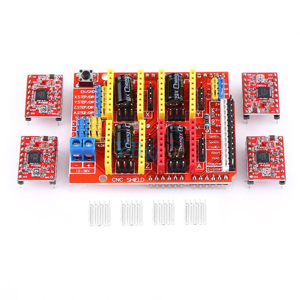 arduino stepper motor driver CNC Expansion Shield + 4pcs A4988 Stepper Driver For Arduino