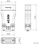 Systembase eCAN Ethernet to CAN (LAN to CAN) Converter Dimensions