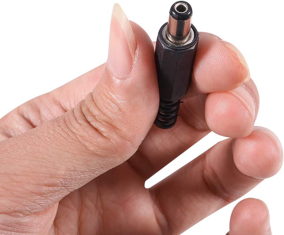 Male DC Power Plug Connectors 2.1mm x 5.5mm for LED Lights, CCTV & Electronics (5, 10 or 25 Piece Packages) - Envistia Mall