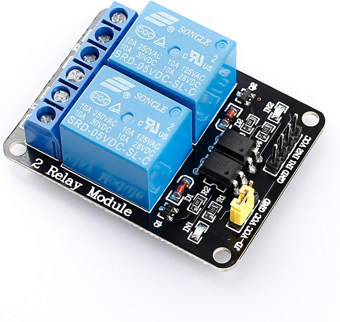 2 Channel 5V 10A SPDT Power Relay Module with Optocoupler Isolation