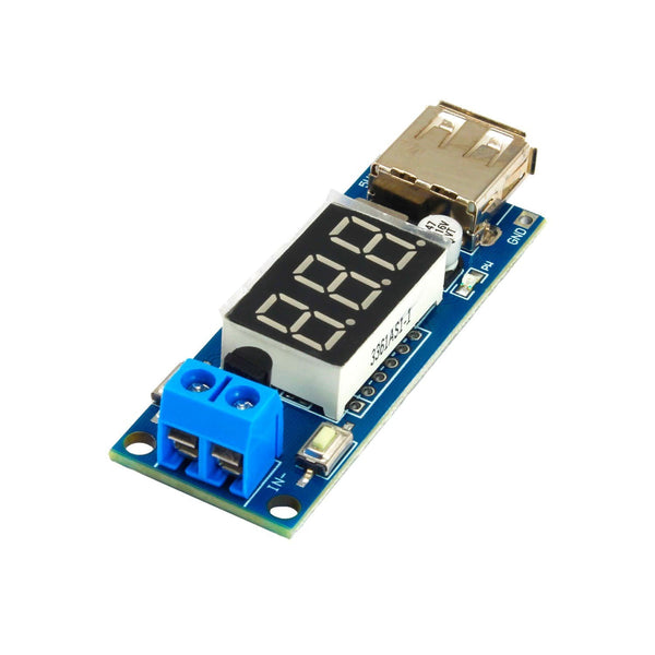 2-in-1 DC Voltmeter & 5V USB Charger Buck Converter Module