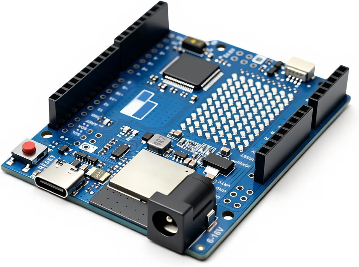 UNO R4-Compatible WiFi Board – Dual-Core RA4M1 Microcontroller, Wi-Fi & Bluetooth, USB-C, CAN, 12-bit DAC, OP-AMP, Qwiic Connector, LED Matrix