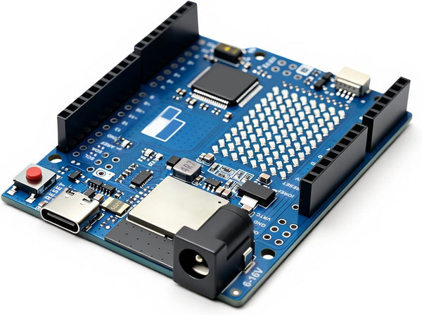 UNO R4-Compatible WiFi Board – Dual-Core RA4M1 Microcontroller, Wi-Fi & Bluetooth, USB-C, CAN, 12-bit DAC, OP-AMP, Qwiic Connector, LED Matrix