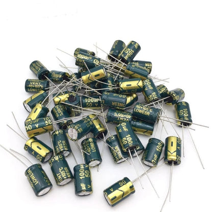 100µF 50V Low ESR Electrolytic Capacitor — 105°C, Radial, High Frequency