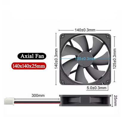 140mm 12V DC Brushless Cooling Fan – XH2.54 Connector | 14025 7-Blade Fan for CPU, 3D Printers & Lasers - Envistia Mall