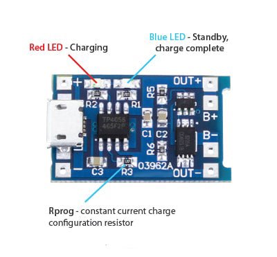 2 Pieces Enhanced Micro - USB Powered 5V 1A 1S LiPo Battery Charger TP4056 / DW01 Module - Envistia Mall