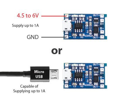 2 Pieces Enhanced Micro - USB Powered 5V 1A 1S LiPo Battery Charger TP4056 / DW01 Module - Envistia Mall