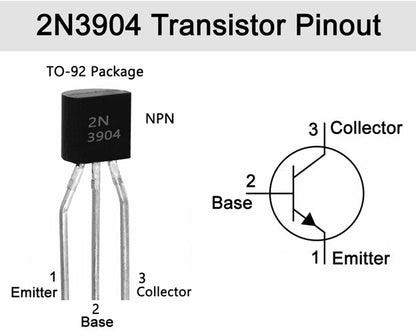 2N3904 40V 200mA NPN General Purpose BJT Transistor - TO - 92 Package 10/25/50/100 Pieces - Envistia Mall
