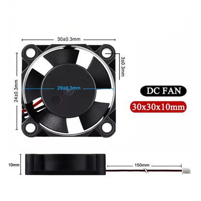 30mm 24V DC Brushless Cooling Fan – PH2.0 or XH2.54 Connector | 3010 5-Blade Fan for CPU, 3D Printers & Lasers - Envistia Mall