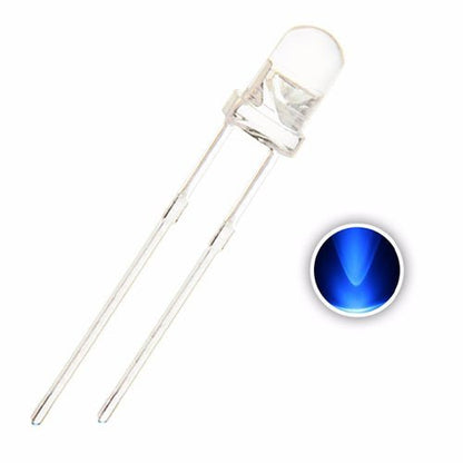 3mm Bright Blue LED – 455-465nm Clear Transparent (10/25/50/100 Pack) - Envistia Mall
