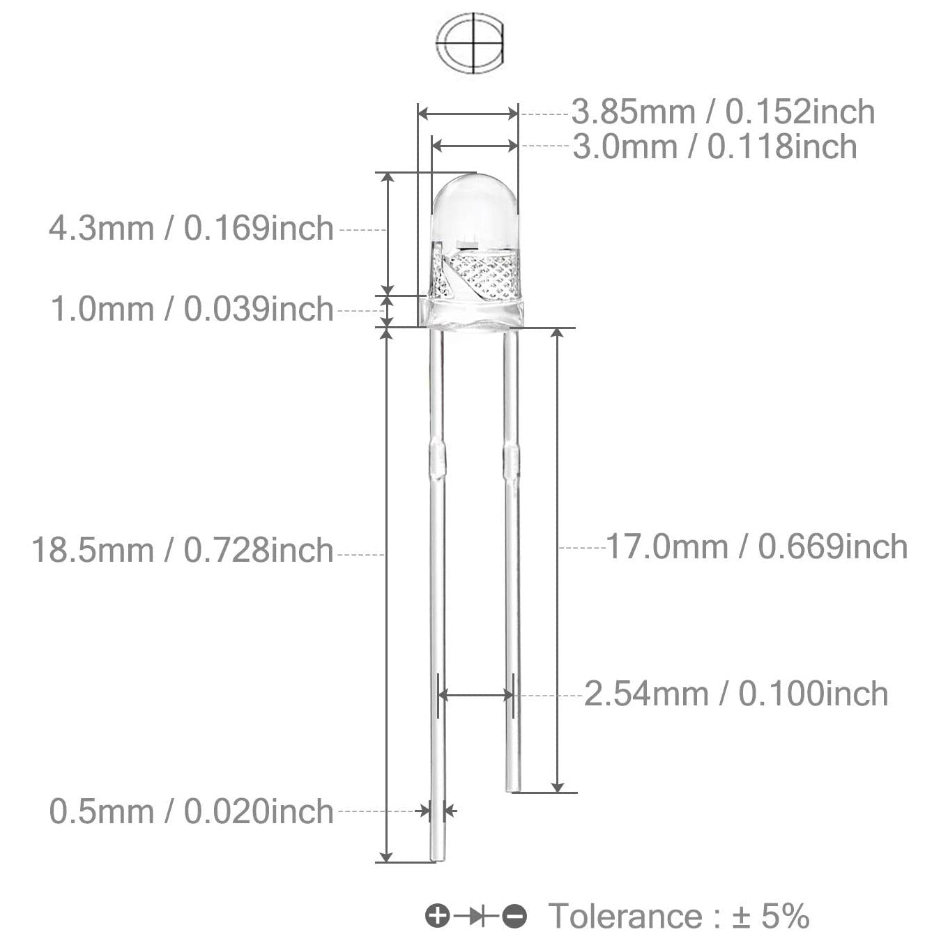 3mm Clear LED Dimensions - Envistia Mall