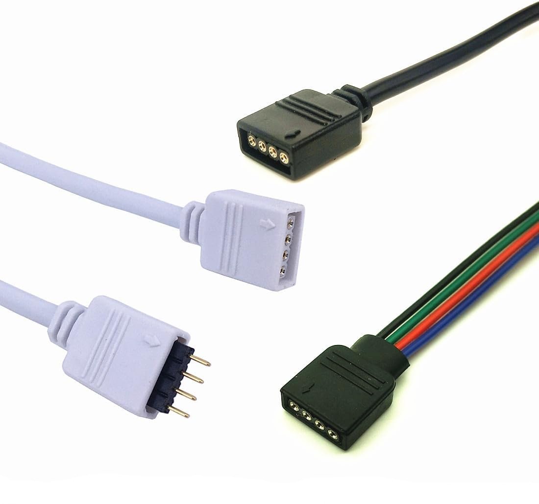 4 Pin Male Connectors for 3528 5050 2835 SMD RGB Led Strip Lighting - 10/25/50/100 Piece Packages - Envistia Mall