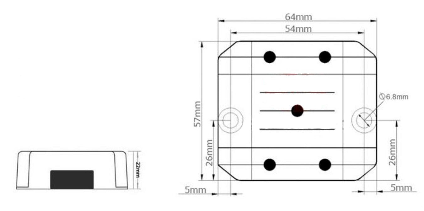48V (30-60V) In To 24V 10A 240W Industrial DC-DC Waterproof Step Down Converter Power Supply Module EM-48S2410Z Dimensional Drawing