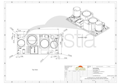 Envistia 5V - 32V Input to 1.5V - 35V Output XL6009 Boost Buck Step Up Step Down DC - DC Converter Dimensional Drawing