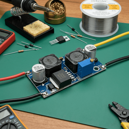 XL6009 Boost-Buck DC-DC Converter (AI generated to show input and output wiring)