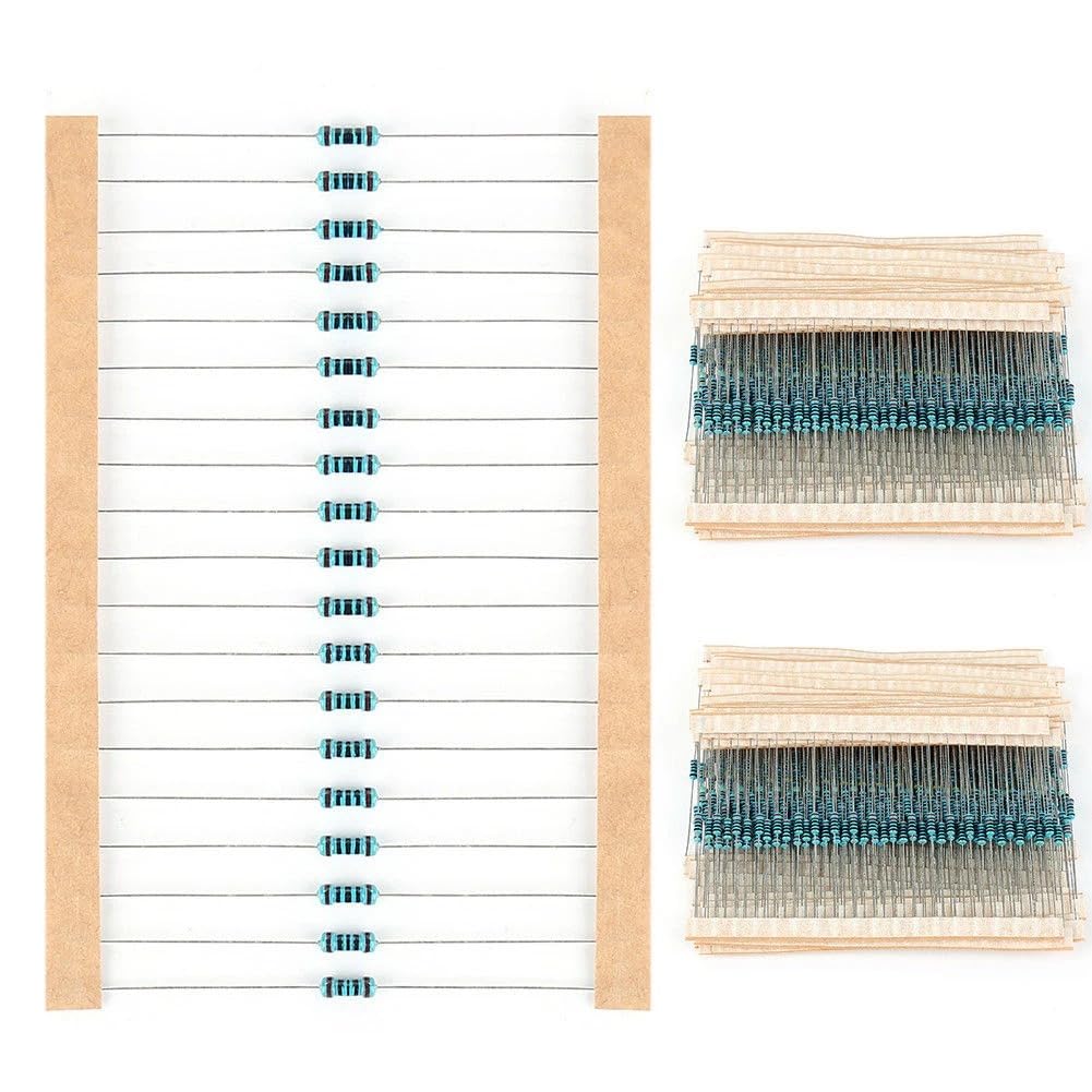 600pc 1/4W metal film resistor kit, 30 values (10Ω–1MΩ), ±1% tolerance, labeled & organized in storage box from Envistia Mall