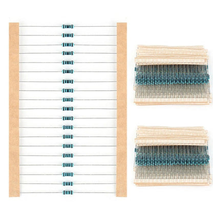600pc 1/4W metal film resistor kit, 30 values (10Ω–1MΩ), ±1% tolerance, labeled & organized in storage box from Envistia Mall