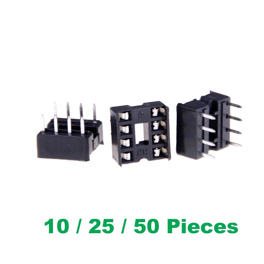 8 Pin DIP IC Socket Adaptor Solder Type 2.54mm Pitch 7.6mm Row Pitch 10/25/50 Pieces - Envistia Mall