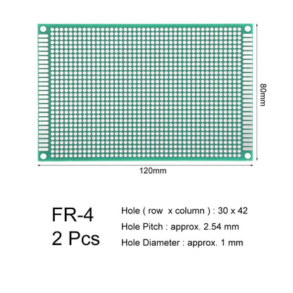 8*12cm Double - Sided FR - 4 Prototyping Breadboards 1260 Plated - Through Holes - Pack of 2 Pieces - Envistia Mall