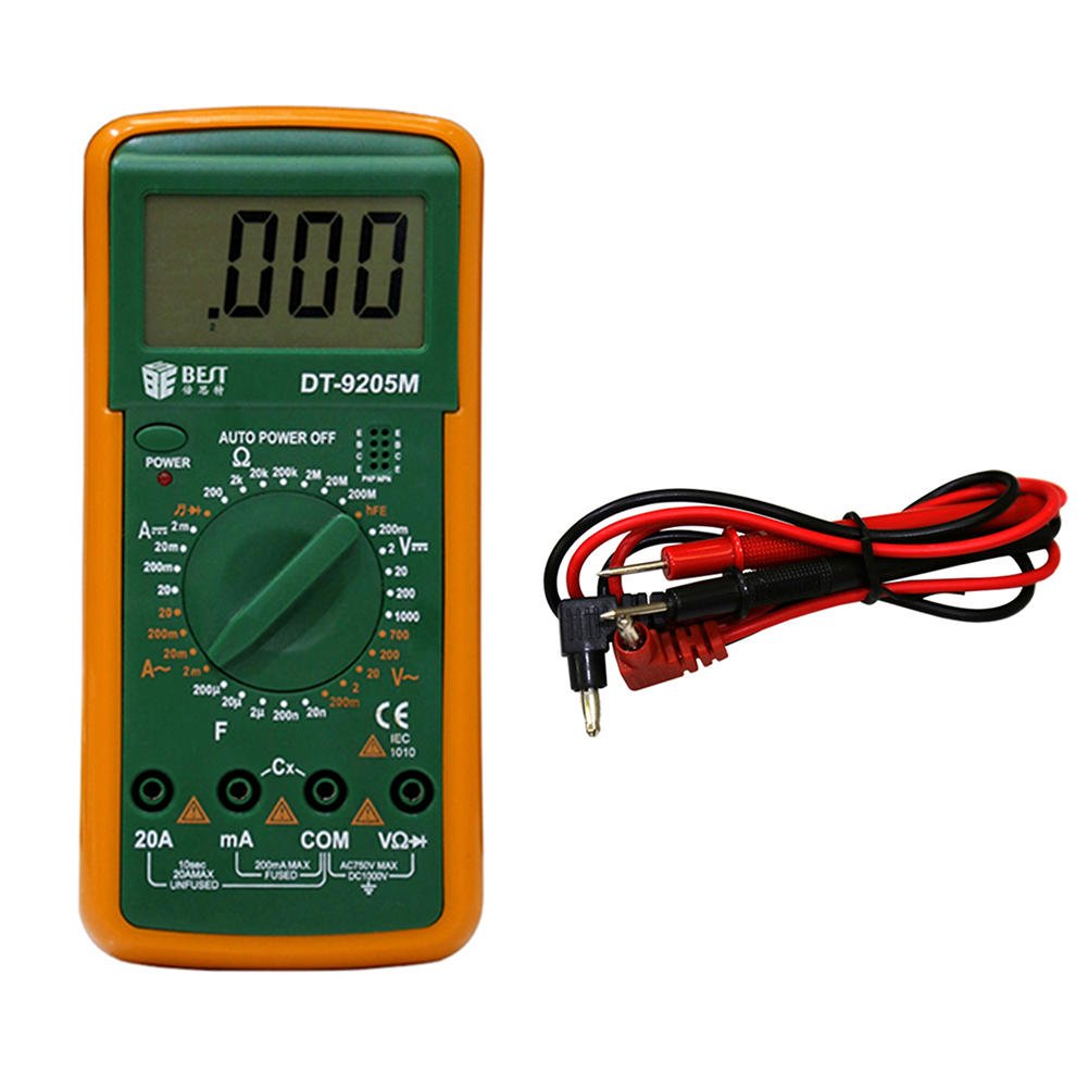 BEST DT9205M Digital Multimeter — Voltage, Current, Resistance, Capacitance, Diode & Transistor hFE Tester