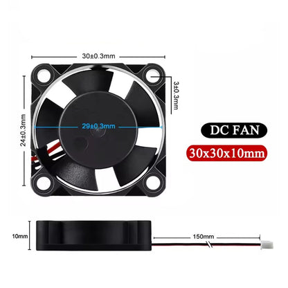 30mm 24V DC Brushless Cooling Fan – PH2.0 or XH2.54 Connector | 3010 5-Blade Fan for CPU, 3D Printers & Lasers