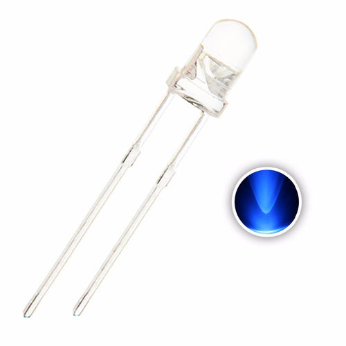 3mm Bright Blue LED – 455-465nm Clear Transparent (10/25/50/100 Pack)