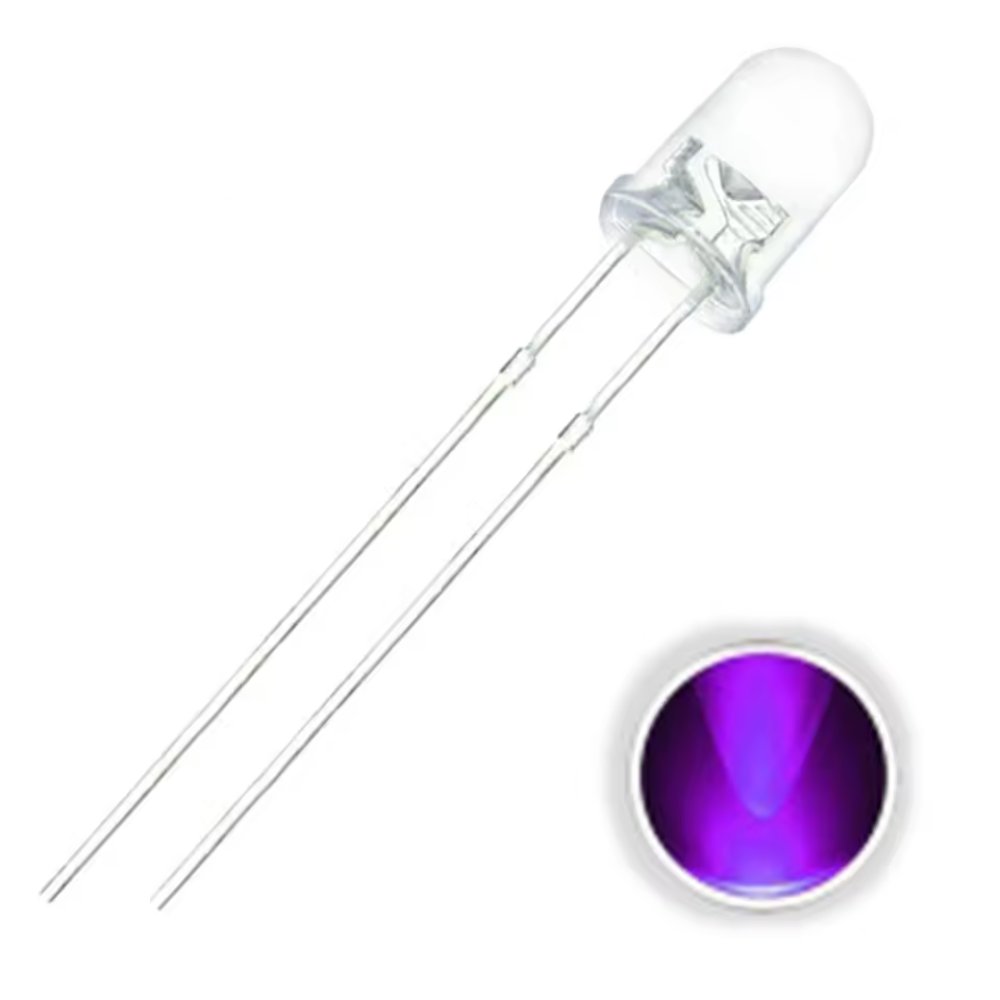 3mm UV / Purple LED – 515-520nm Clear Transparent (10/25/50/100 Pack)