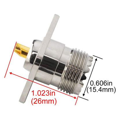 Flange Mount UHF SO-239 Female Jack RF Panel Connector 4 Hole Solder Cup