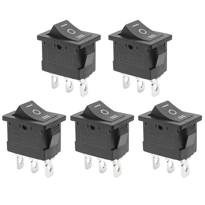 Black 3 - Pin Rocker Switch ON - OFF - ON SPDT 21X15mm (0.8" x 0.6") KCD1 6A/250VAC 10A/125VAC - Envistia Mall