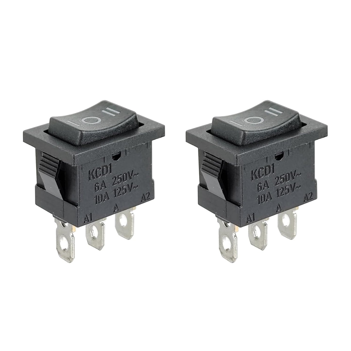 Black 3 - Pin Rocker Switch ON - OFF - ON SPDT 21X15mm (0.8" x 0.6") KCD1 6A/250VAC 10A/125VAC - Envistia Mall