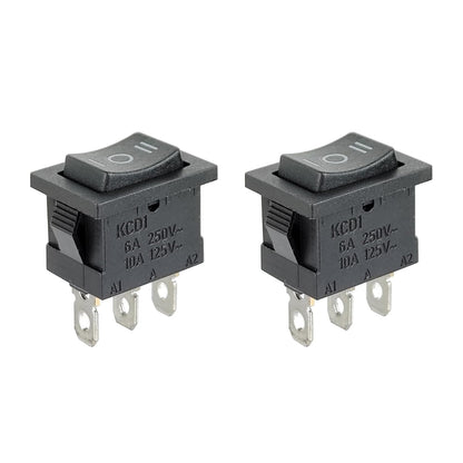 Black 3 - Pin Rocker Switch ON - OFF - ON SPDT 21X15mm (0.8" x 0.6") KCD1 6A/250VAC 10A/125VAC - Envistia Mall