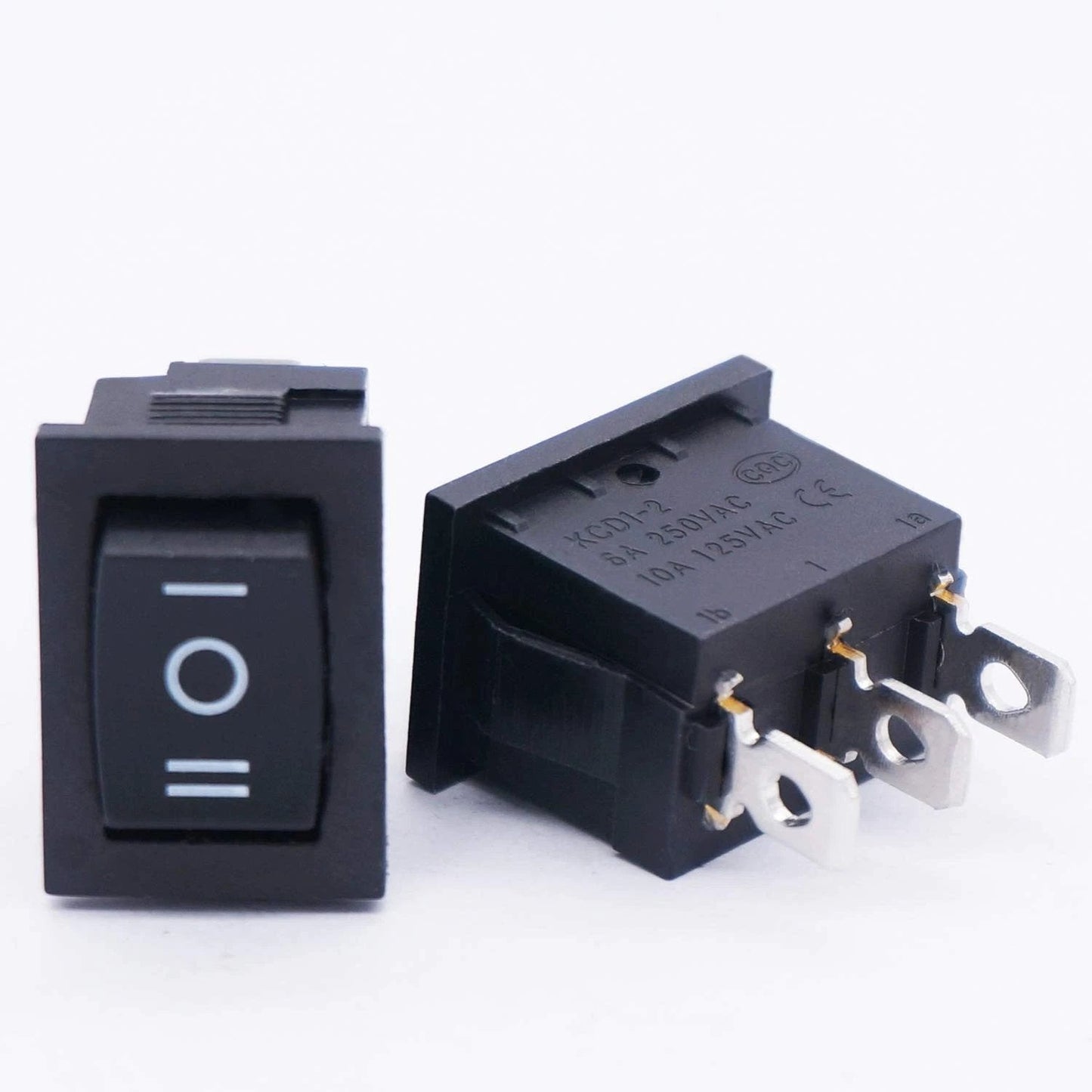 Black 3 - Pin Rocker Switch ON - OFF - ON SPDT 21X15mm (0.8" x 0.6") KCD1 6A/250VAC 10A/125VAC - Envistia Mall