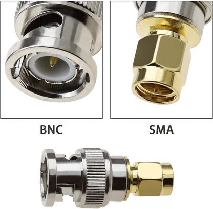 BNC Male to SMA Male RF Coaxial Adapter - 50 Ohm Connector for HAM Radio, SDR, Test Equipment & Wireless Applications from Envistia Mall