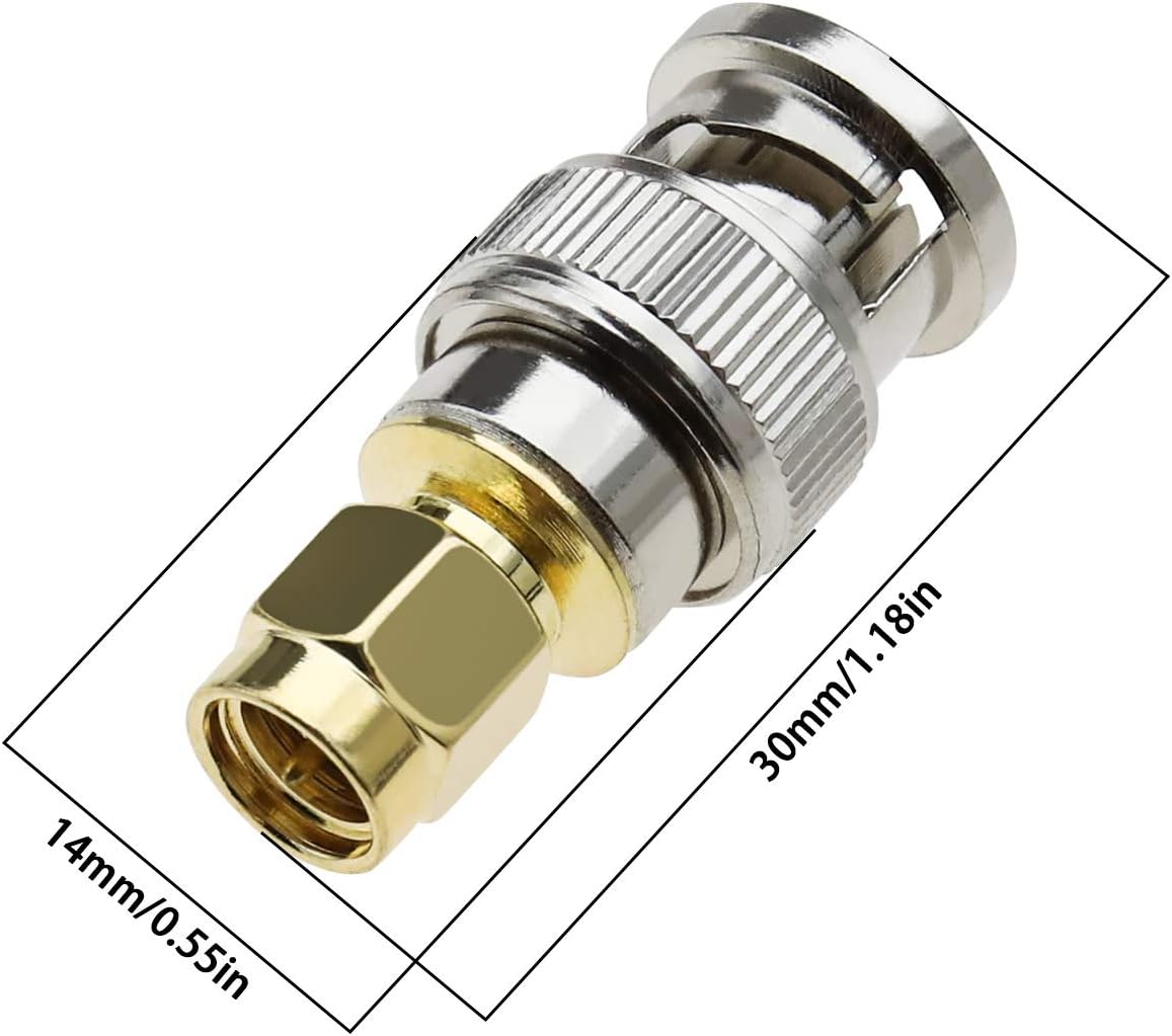 BNC Male to SMA Male RF Coaxial Adapter - 50 Ohm Connector for HAM Radio, SDR, Test Equipment & Wireless Applications from Envistia Mall