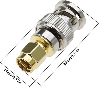 BNC Male to SMA Male RF Coaxial Adapter - 50 Ohm Connector for HAM Radio, SDR, Test Equipment & Wireless Applications from Envistia Mall