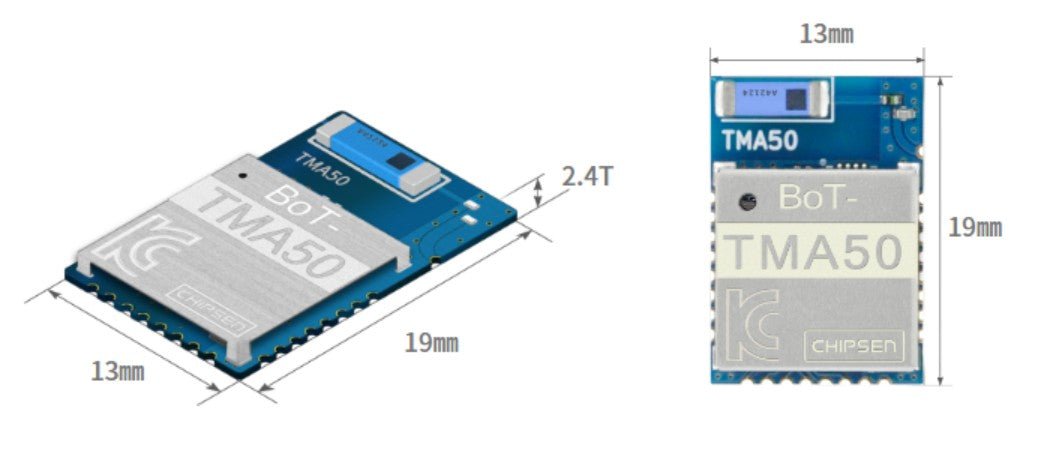 CHIPSEN BoT - TMA50 Bluetooth v5.3 BLE Class1 (+20dBm) SMD Slave/Master Multicon 1:8 Module w/ Chip Antenna - Envistia Mall