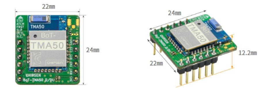 CHIPSEN BoT - TMA50D Bluetooth v5.3 BLE Class1 (+20dBm) DIP Slave/Master/Multicon 1:8 Module w/ Chip Antenna - Envistia Mall