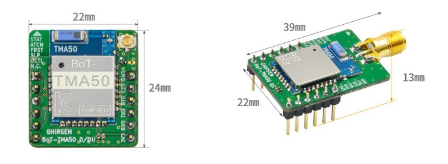 CHIPSEN BoT - TMA50DS Bluetooth v5.3 BLE Class1 (+20dBm) DIP Slave/Master/Multicon 1:8 Module w/ SMA Antenna - Envistia Mall