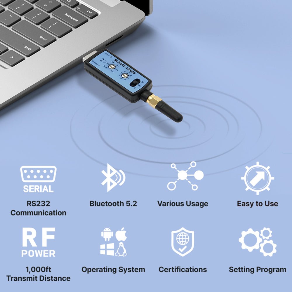 CHIPSEN RCPORT - TD420 Long Range Bluetooth Wireless RS232 Serial Adapter USB - Envistia Mall