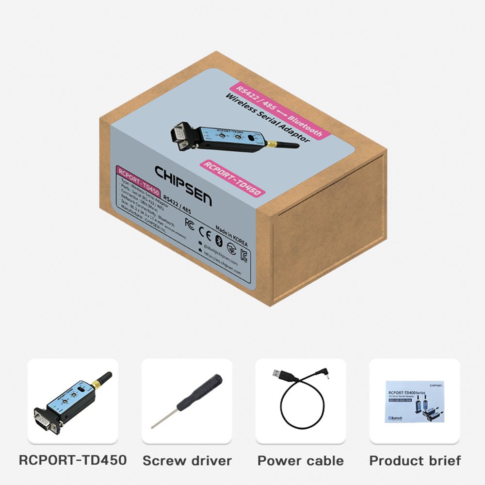 CHIPSEN RCPORT - TD450 Long Range Bluetooth Wireless RS422/485 Serial Adapter D - SUB9 (M) - Envistia Mall