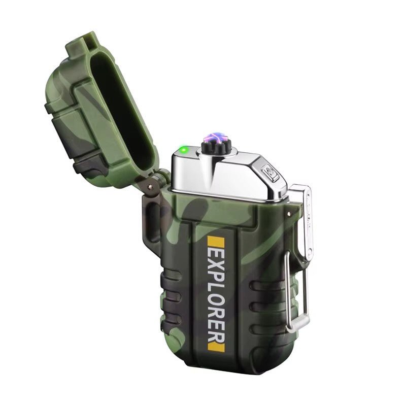 Radion Explorer Camo Green Dual Arc Plasma Electric Rechargeable Flameless Arc Lighter Waterproof Windproof by Envistia Mall on a white background