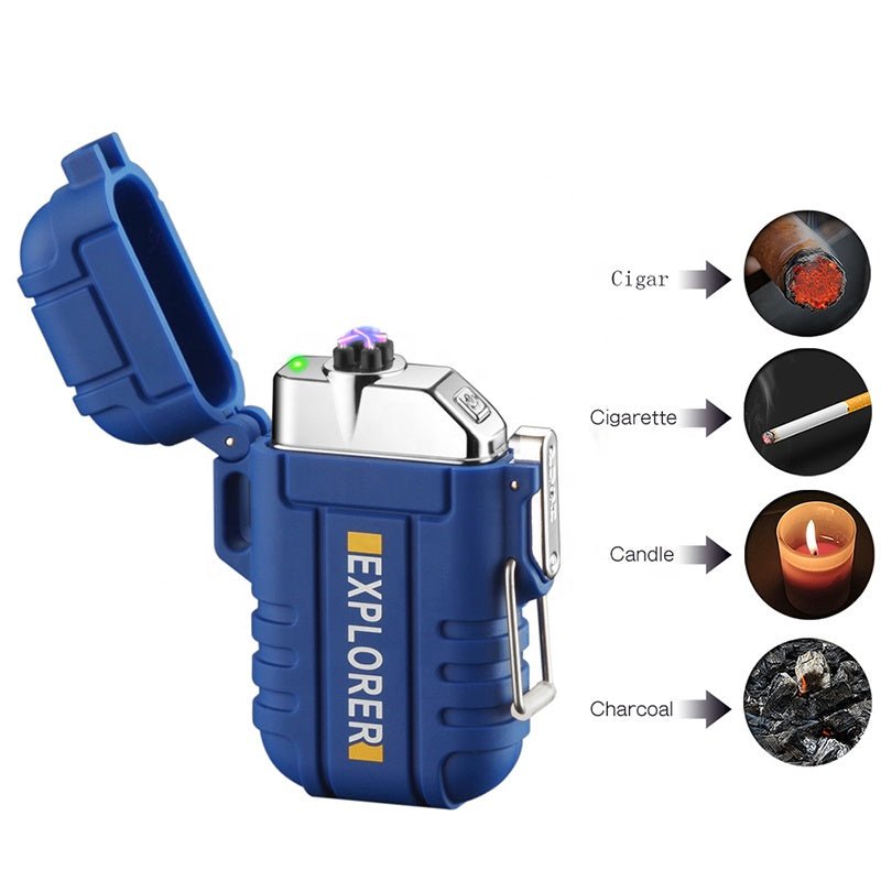 Radion Explorer Blue Plasma Electric Rechargeable Flameless Lighter Waterproof Windproof by Envistia Mall