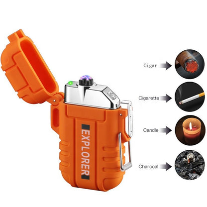 Radion Explorer Orange Plasma Electric Rechargeable Flameless Lighter Waterproof Windproof by Envistia Mall
