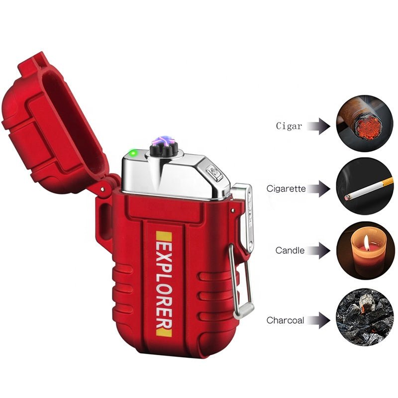 Radion Explorer Red Plasma Electric Rechargeable Flameless Lighter Waterproof Windproof by Envistia Mall