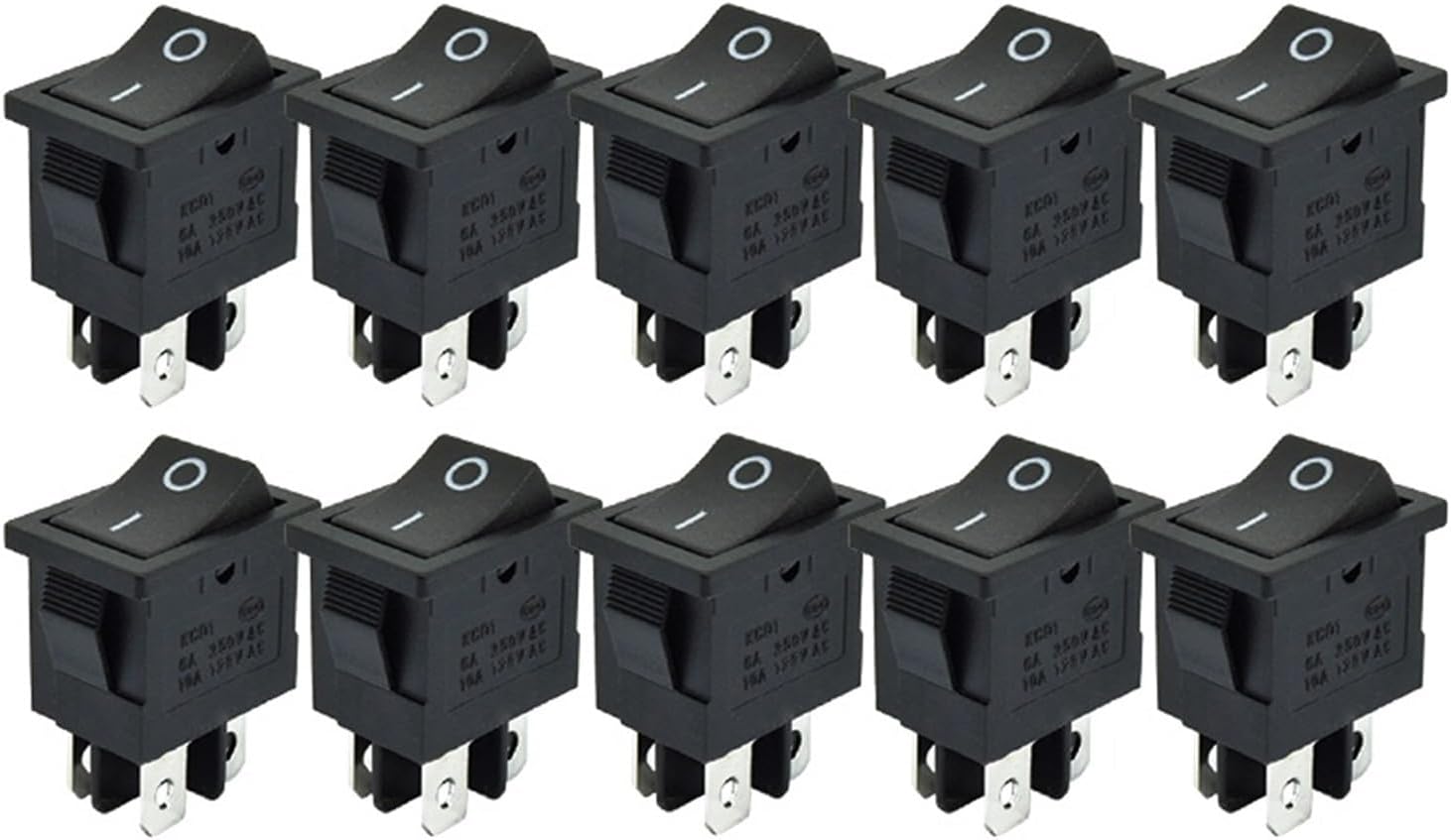 KCD1 Rocker Switch – 4 - Pin DPST On/Off – 6A 250VAC / 10A 125VAC – 2/5/10 Packs - Envistia Mall